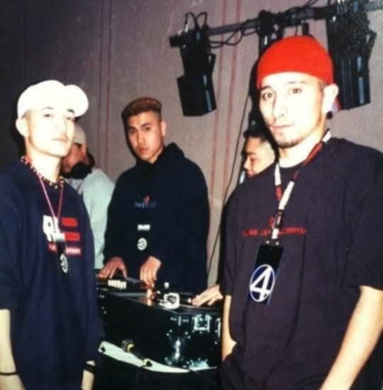 Throwback crew shot behind the decks