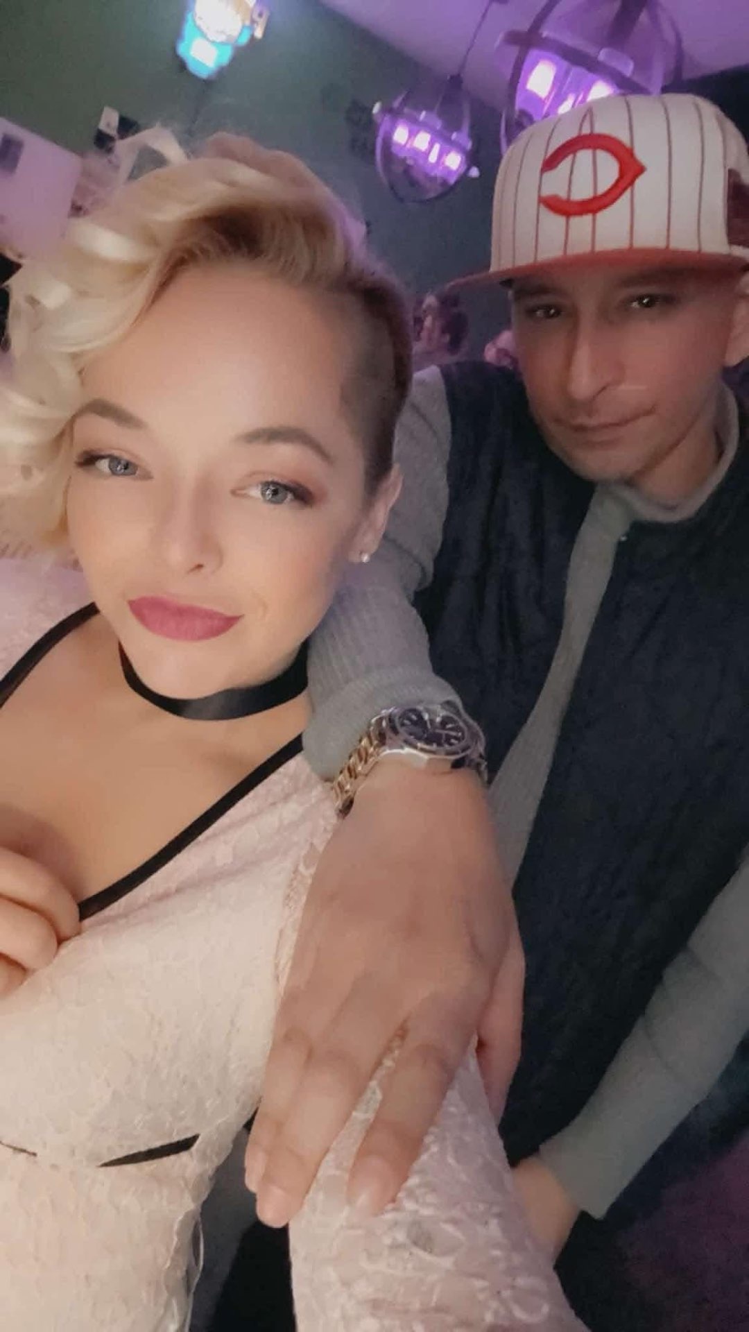 DJ R Styles with a fan at a club night